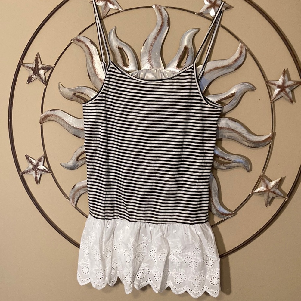 Black & White Striped Tank-Top Blouse